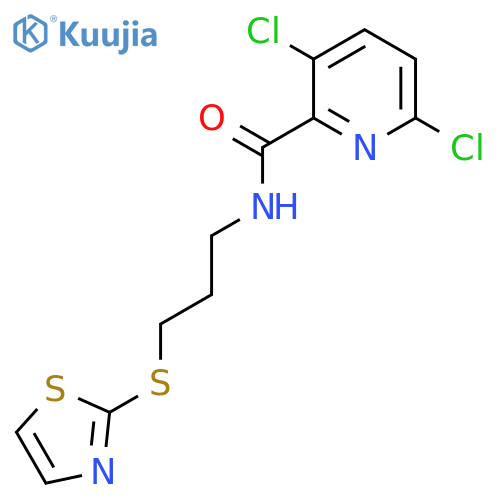 3,6-dichloro-N-3-(1,3-thiazol-2-ylsulfanyl)propylpyridine-2-carboxamide structure