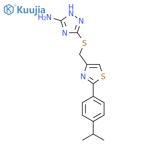 5-({2-4-(propan-2-yl)phenyl-1,3-thiazol-4-yl}methyl)sulfanyl-4H-1,2,4-triazol-3-amine structure