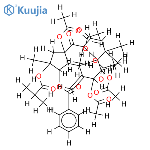 3alpha-benzoyloxy-2alpha-isobutyroyloxy-5beta,7alpha,8alpha,9alpha,15beta-pentaacetoxyjatropha-6(17),(11E)-diene-14-one structure