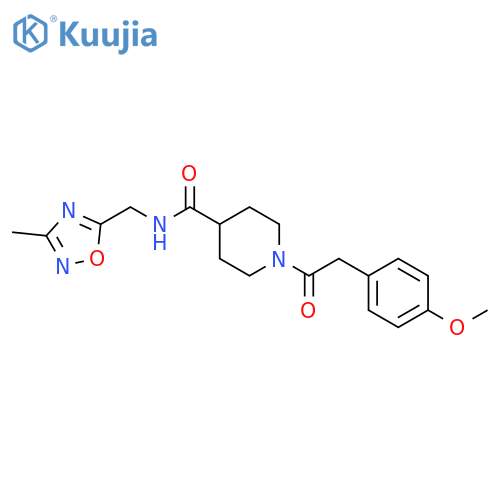 1-2-(4-methoxyphenyl)acetyl-N-(3-methyl-1,2,4-oxadiazol-5-yl)methylpiperidine-4-carboxamide structure