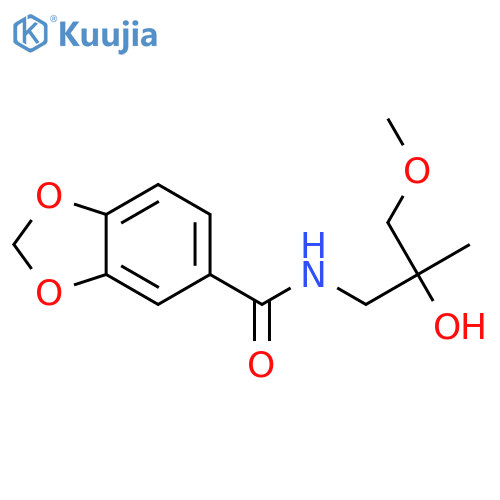 N-(2-hydroxy-3-methoxy-2-methylpropyl)-2H-1,3-benzodioxole-5-carboxamide structure