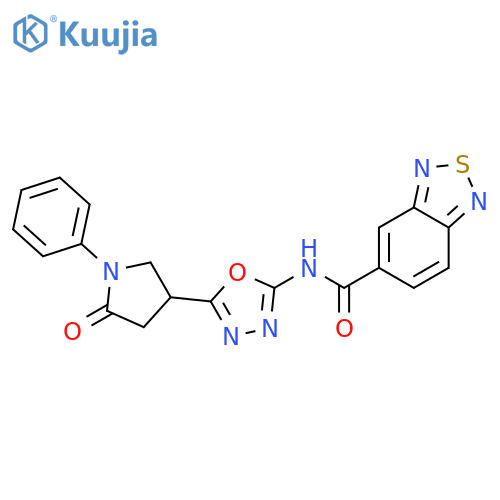 N-[5-(5-oxo-1-phenylpyrrolidin-3-yl)-1,3,4-oxadiazol-2-yl]-2,1,3-benzothiadiazole-5-carboxamide structure