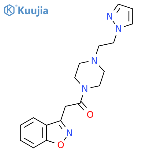 2-(1,2-benzoxazol-3-yl)-1-{4-2-(1H-pyrazol-1-yl)ethylpiperazin-1-yl}ethan-1-one structure