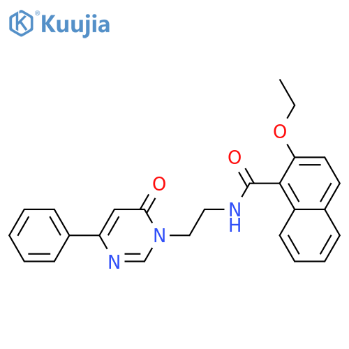 2-ethoxy-N-[2-(6-oxo-4-phenyl-1,6-dihydropyrimidin-1-yl)ethyl]naphthalene-1-carboxamide structure