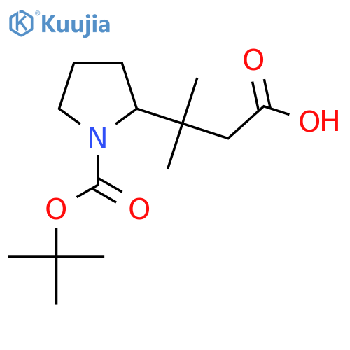 3-{1-(tert-butoxy)carbonylpyrrolidin-2-yl}-3-methylbutanoic acid structure