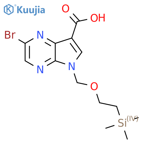 2-bromo-5-{[2-(trimethylsilyl)ethoxy]methyl}-5H-pyrrolo[2,3-b]pyrazine-7-carboxylic acid structure