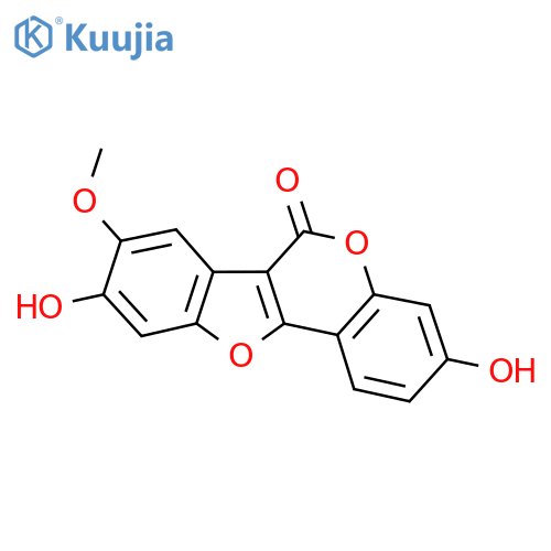3,9-Dihydroxy-8-methoxy-6H-[1]benzofuro[3,2-c]chromen-6-one structure