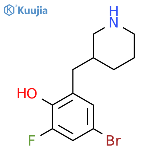 4-bromo-2-fluoro-6-(piperidin-3-yl)methylphenol structure