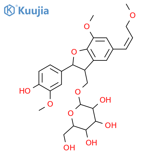 D-Glucopyranoside,[(2S,3R)-2,3-dihydro-2-(4-hydroxy-3-methoxyphenyl)-7-methoxy-5-[(1E)-3-methoxy-1-propenyl]-3-benzofuranyl]methyl(9CI) structure