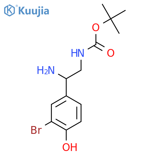 tert-butyl N-2-amino-2-(3-bromo-4-hydroxyphenyl)ethylcarbamate structure