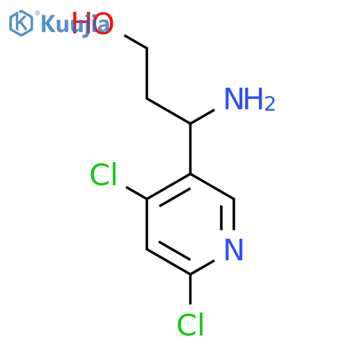 3-amino-3-(4,6-dichloropyridin-3-yl)propan-1-ol structure