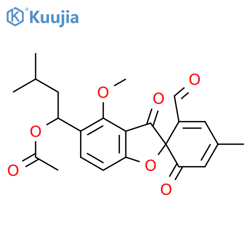 Spiro[benzofuran-2(3H),1'-[2,4]cyclohexadiene]-2'-carboxaldehyde,5-[1-(acetyloxy)-3-methylbutyl]-4-methoxy-4'-methyl-3,6'-dioxo- structure