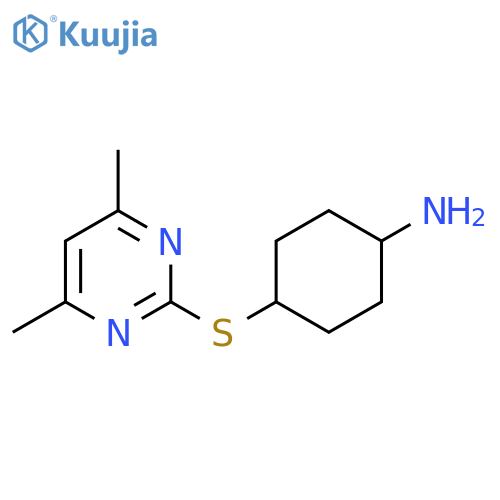4-[(4,6-dimethylpyrimidin-2-yl)sulfanyl]cyclohexan-1-amine structure