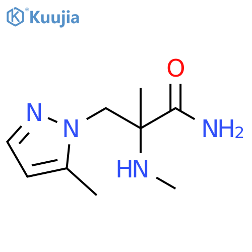 2-methyl-3-(5-methyl-1H-pyrazol-1-yl)-2-(methylamino)propanamide structure
