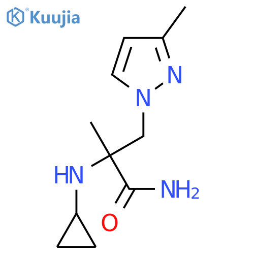 2-(cyclopropylamino)-2-methyl-3-(3-methyl-1H-pyrazol-1-yl)propanamide structure