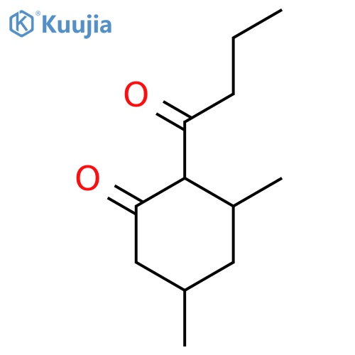 2-Butanoyl-3,5-dimethylcyclohexan-1-one structure