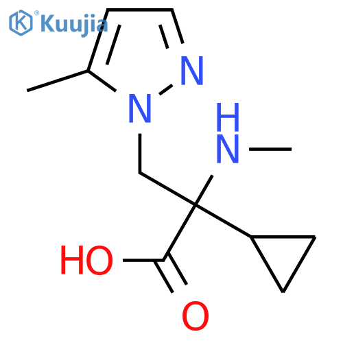 2-cyclopropyl-3-(5-methyl-1H-pyrazol-1-yl)-2-(methylamino)propanoic acid structure