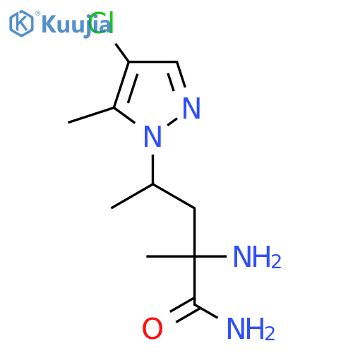 2-amino-4-(4-chloro-5-methyl-1H-pyrazol-1-yl)-2-methylpentanamide structure