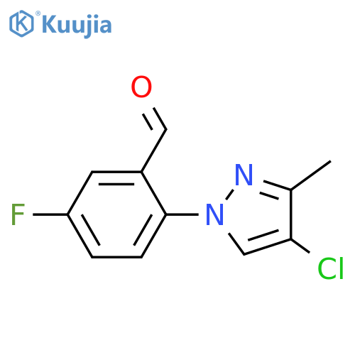 2-(4-chloro-3-methyl-1H-pyrazol-1-yl)-5-fluorobenzaldehyde structure