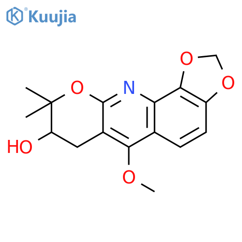 6-methoxy-9,9-dimethyl-8,9-dihydro-7H-[1,3]dioxolo[4,5-h]pyrano[2,3-b]quinolin-8-ol structure