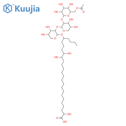 Hexacosanoic acid, 22-([O-6-O-acetyl-β-D-glucopyranosyl-(1→2)-O-β-D-xylopyranosyl-(1→2)-β-D-xylopyranosyl]oxy)-2,17,18-trihydroxy-, (2S,17R,18S,22R)- (9CI) structure