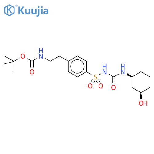1-4-(2-N-Boc-2-aminoethylphenyl)sulfonyl-3-(cis-3-hydroxycyclohexyl)urea structure
