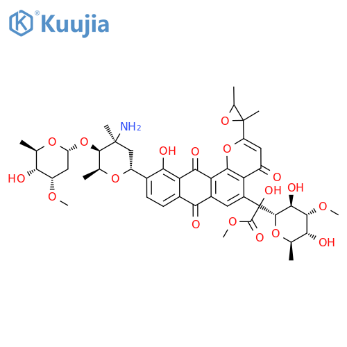 Methyl 2-[10-[(2R,4S,5S,6S)-4-amino-5-[(2R,4S,5R,6R)-5-hydroxy-4-methoxy-6-methyloxan-2-yl]oxy-4,6-dimethyloxan-2-yl]-2-(2,3-dimethyloxiran-2-yl)-11-hydroxy-4,7,12-trioxonaphtho[2,3-h]chromen-5-yl]-2-[(2S,3S,4R,5R,6R)-3,5-dihydroxy-4-methoxy-6-methyloxan-2-yl]-2-hydroxyacetate structure