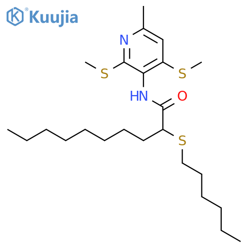 (2S)-2-(hexylsulfanyl)-N-[6-methyl-2,4-bis(methylsulfanyl)pyridin-3-yl]decanamide structure