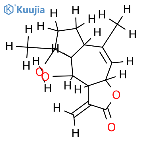 4alpha,6alpha-dihydroxy-1beta,5alpha,7alphaH-guaia-9(10),11(13)-dien-12,8alpha-olide structure