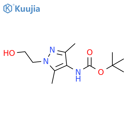 tert-butyl N-1-(2-hydroxyethyl)-3,5-dimethyl-1H-pyrazol-4-ylcarbamate structure