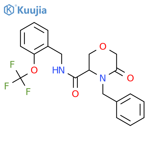 4-benzyl-5-oxo-N-{2-(trifluoromethoxy)phenylmethyl}morpholine-3-carboxamide structure