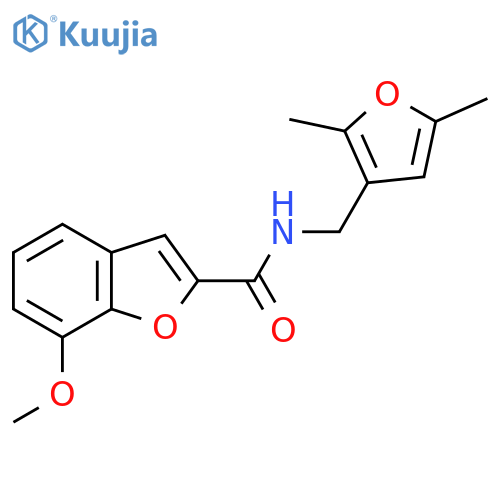 N-(2,5-dimethylfuran-3-yl)methyl-7-methoxy-1-benzofuran-2-carboxamide structure