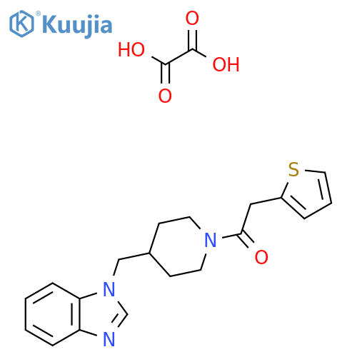 1-{4-(1H-1,3-benzodiazol-1-yl)methylpiperidin-1-yl}-2-(thiophen-2-yl)ethan-1-one; oxalic acid structure