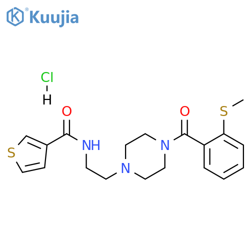 N-(2-{4-2-(methylsulfanyl)benzoylpiperazin-1-yl}ethyl)thiophene-3-carboxamide hydrochloride structure
