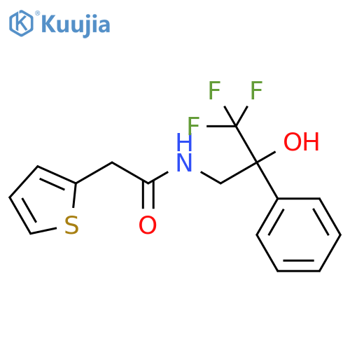 2-(thiophen-2-yl)-N-(3,3,3-trifluoro-2-hydroxy-2-phenylpropyl)acetamide structure