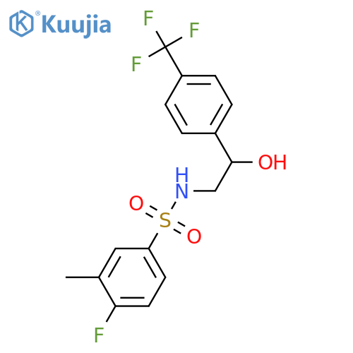 4-fluoro-N-{2-hydroxy-2-4-(trifluoromethyl)phenylethyl}-3-methylbenzene-1-sulfonamide structure