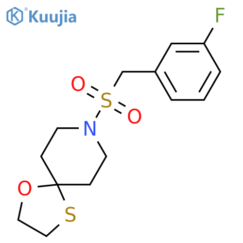 8-[(3-fluorophenyl)methanesulfonyl]-1-oxa-4-thia-8-azaspiro[4.5]decane structure