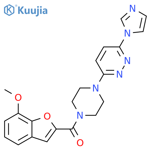3-(1H-imidazol-1-yl)-6-[4-(7-methoxy-1-benzofuran-2-carbonyl)piperazin-1-yl]pyridazine structure