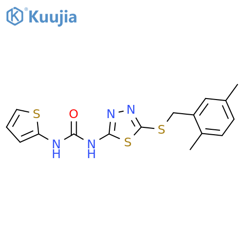 3-(5-{[(2,5-dimethylphenyl)methyl]sulfanyl}-1,3,4-thiadiazol-2-yl)-1-(thiophen-2-yl)urea structure
