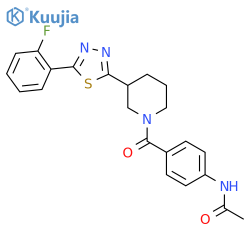 N-(4-{3-5-(2-fluorophenyl)-1,3,4-thiadiazol-2-ylpiperidine-1-carbonyl}phenyl)acetamide structure