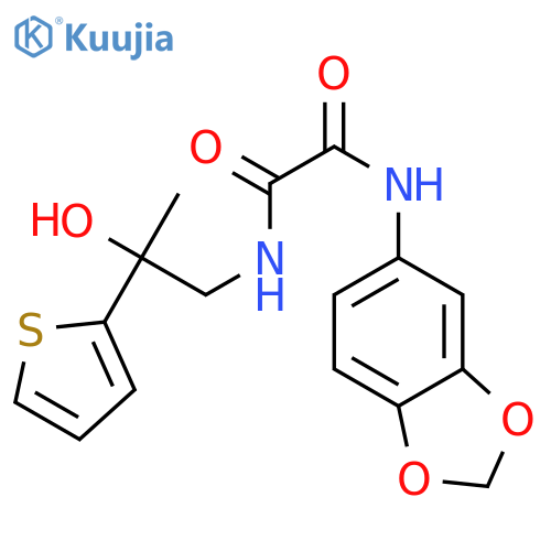 N'-(2H-1,3-benzodioxol-5-yl)-N-2-hydroxy-2-(thiophen-2-yl)propylethanediamide structure