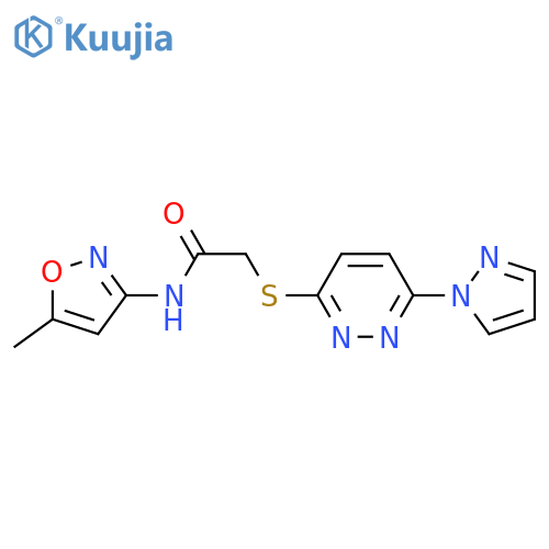 N-(5-methyl-1,2-oxazol-3-yl)-2-{6-(1H-pyrazol-1-yl)pyridazin-3-ylsulfanyl}acetamide structure