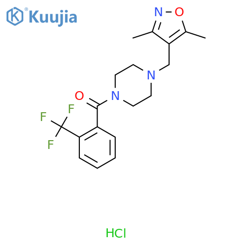 1-(3,5-dimethyl-1,2-oxazol-4-yl)methyl-4-2-(trifluoromethyl)benzoylpiperazine hydrochloride structure