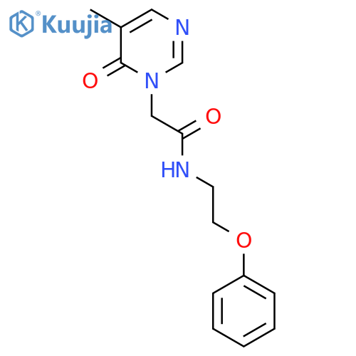2-(5-methyl-6-oxo-1,6-dihydropyrimidin-1-yl)-N-(2-phenoxyethyl)acetamide structure