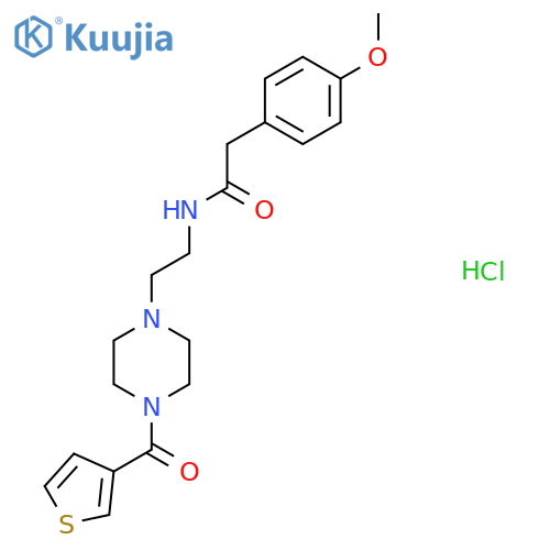 2-(4-methoxyphenyl)-N-{2-4-(thiophene-3-carbonyl)piperazin-1-ylethyl}acetamide hydrochloride structure