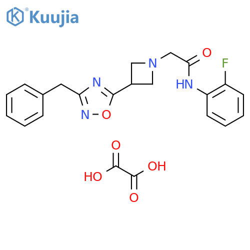 2-3-(3-benzyl-1,2,4-oxadiazol-5-yl)azetidin-1-yl-N-(2-fluorophenyl)acetamide; oxalic acid structure