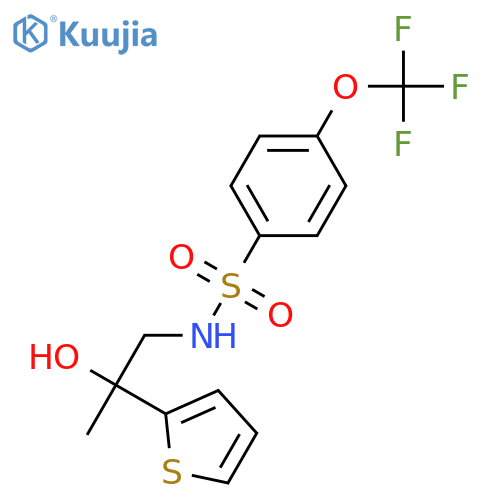 N-2-hydroxy-2-(thiophen-2-yl)propyl-4-(trifluoromethoxy)benzene-1-sulfonamide structure