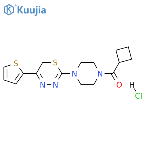 2-(4-cyclobutanecarbonylpiperazin-1-yl)-5-(thiophen-2-yl)-6H-1,3,4-thiadiazine hydrochloride structure