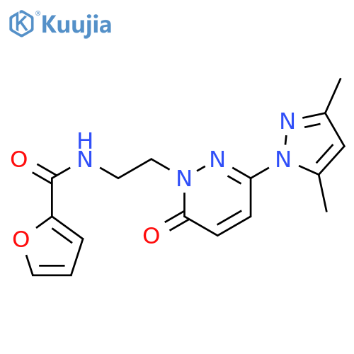 N-{2-3-(3,5-dimethyl-1H-pyrazol-1-yl)-6-oxo-1,6-dihydropyridazin-1-ylethyl}furan-2-carboxamide structure