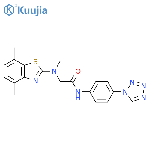 2-(4,7-dimethyl-1,3-benzothiazol-2-yl)(methyl)amino-N-4-(1H-1,2,3,4-tetrazol-1-yl)phenylacetamide structure